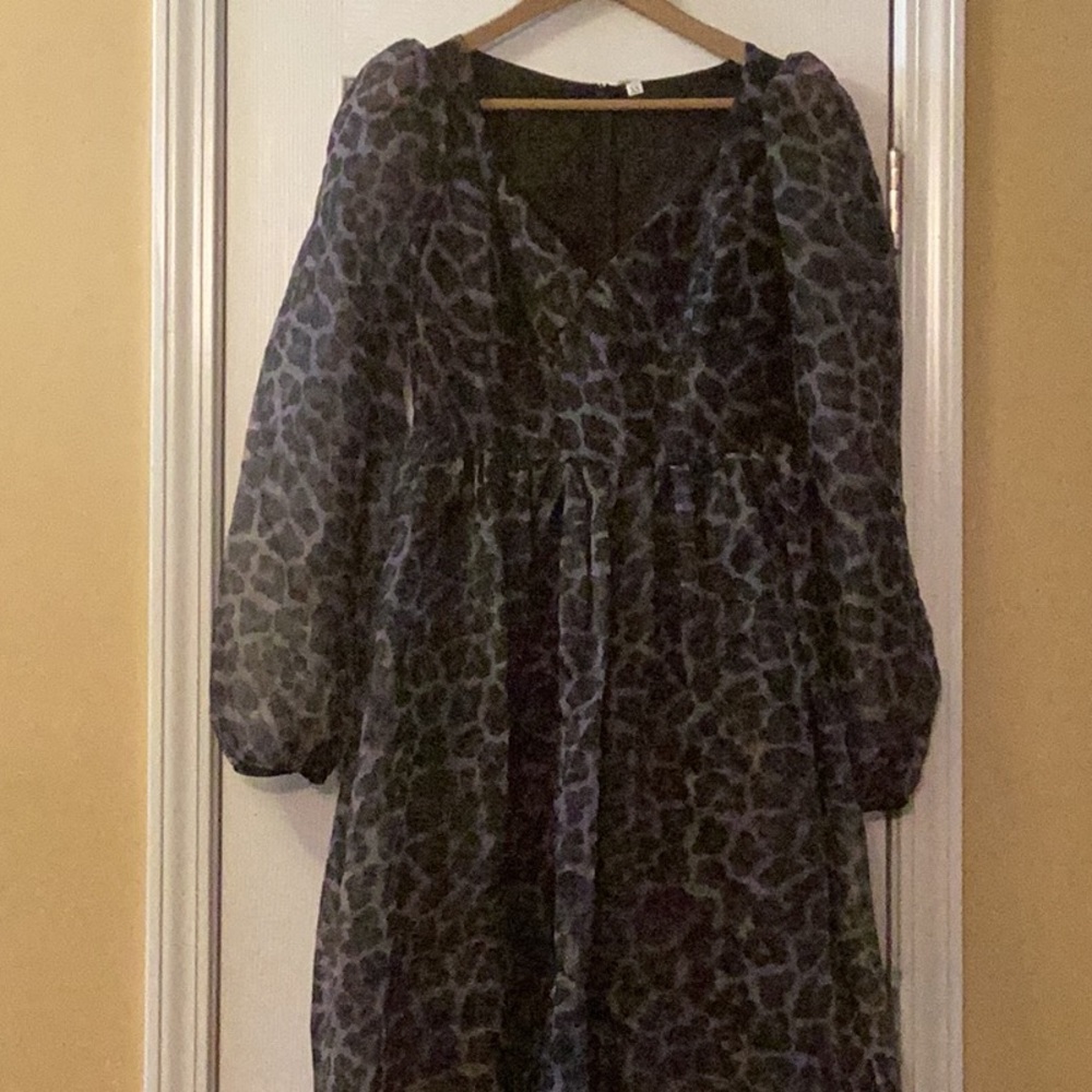 Animal Print Sheer A-Line Dress Full Lining. Size XS